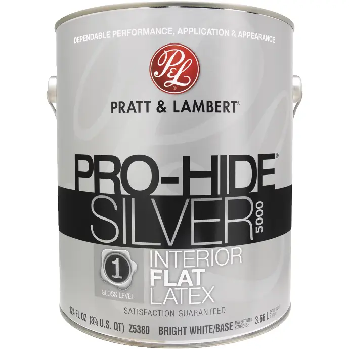 [035777331309] PRATT& LAMBERT PRO-HIDE SILVER INTERIOR LATEX PAINT FLAT NEUTRAL BASE 1 GAL - 0000Z5383-16