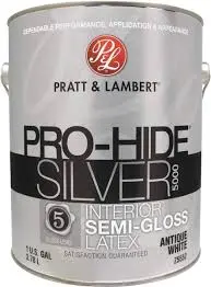 [035777331736] PRATT& LAMBERT PRO-HIDE SILVER INTERIOR LATEX PAINT SEMI-GLOSS PRO WHITE 1 GAL - 0000Z5589-16