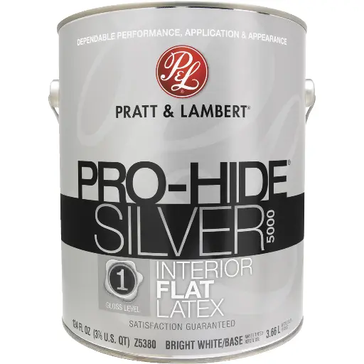 [035777211014] PRATT& LAMBERT PRO-HIDE SILVER INTERIOR LATEX PAINT SEMI-GLOSS PRO-WHITE 5 GAL - 0000Z5589-20