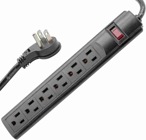 [7453021138536] PROTECTOR SURGE 6 OUTLET - GTS-B14-BLACK