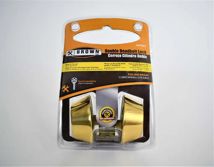 [638110014152] R DBL CYLINDER DEAD BOLT PB BROWN USA - DAPB02
