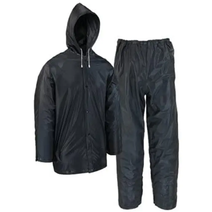 [662909448606] RAINSUIT MED 2PC BLACK PVC SUIT - 44120/M