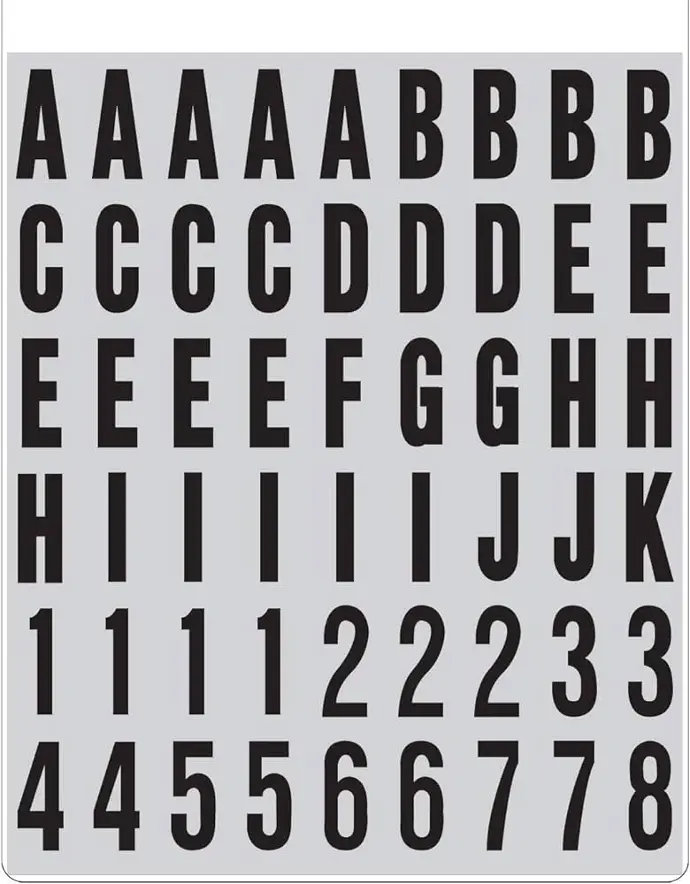 [029069021115] REFLECTIVE LETTER AND NUMBER SET 1" 36 PCS HY-KO - MM-21