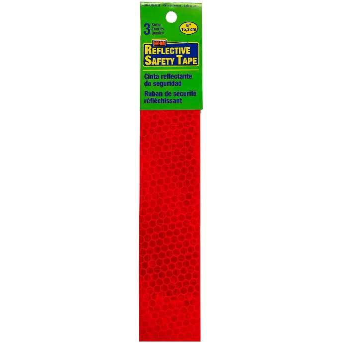 [029069009069] REFLECTIVE RED SAFETY TAPE SIGN 6" X 1" HY-KO - TP-3R