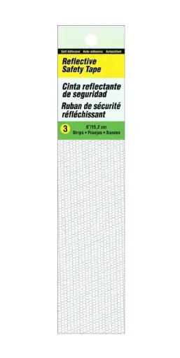 [029069009076] REFLECTIVE WHITE SAFETY TAPE SIGN 6" X 1" HY-KO - TP-3WH