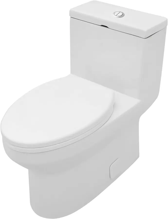 [AS1001] ROUND ONE PIECE TOILET-DUAL FLUSH,SEAT,WAX RING BOLT NUT - WHITE - BROWN USA - AS1001