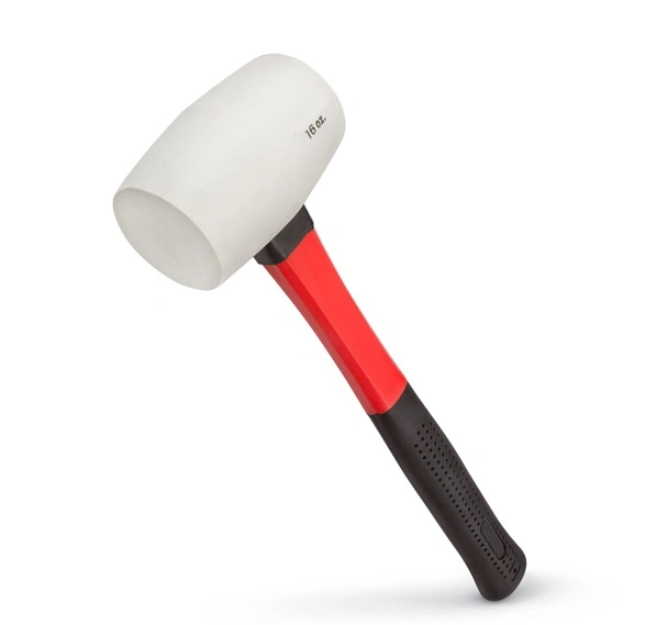 [7705509506994] RUBBER HAMMER WHITE/BLACK FIBER GLASS HANDLE 16OZ - DXH20