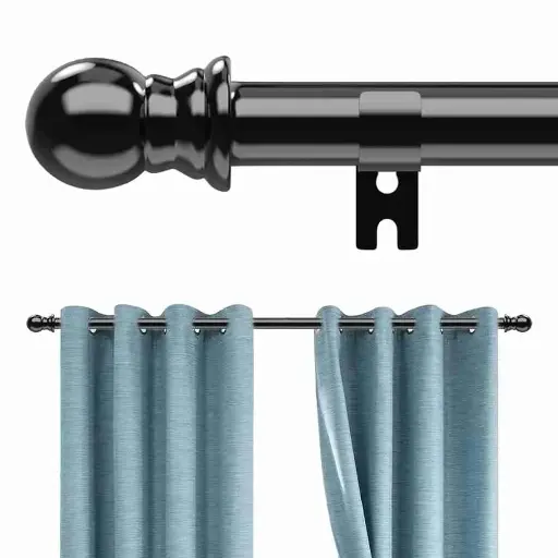 [7450026033613] Rod Curtain 24in-48in BLK Leaf 9789