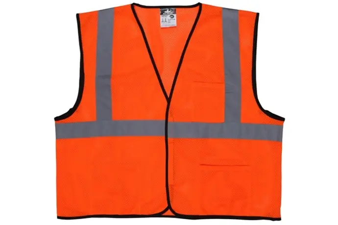 [638110022782 ] SAFETY VEST ORANGE SOLID FABRIC REFLECTIVE TAPE VELCRO FRONT - BRSV...