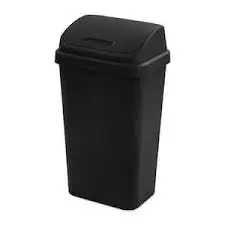 [073149104397] STERILITE 7.5G SWING TOP WASTEBASKET BLACK - 7.5G
