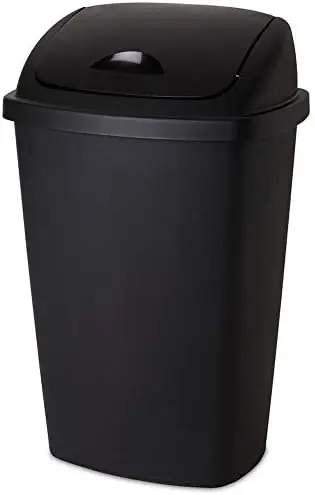 [073149108890] STERILITE SWING TOP GARBAGE CAN 13.2G BLACK
