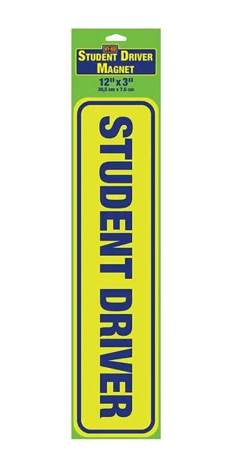 [029069005702] STUDENT DRIVER MAGNETIC SIGN 12" X 3" HY-KO - MAG-SD01