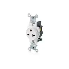 [20078477249875] Single White Round Outlet 20A/250V - Lev. 5821-W
