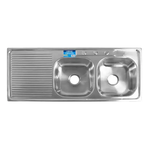 [A367012050DF ] Stainless Steel Double Zink sink  120x50cm Left A367-12050DF