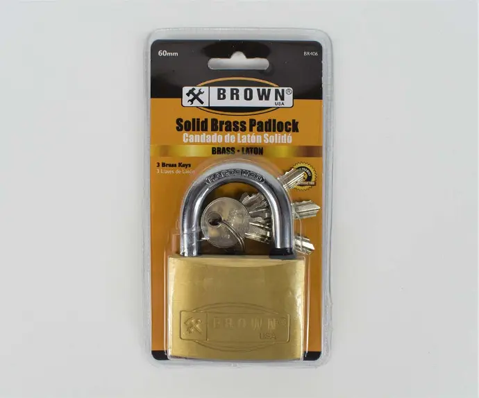 [638110069350] T-60MM THICK BRASS PADLOCK BROWN - BR406
