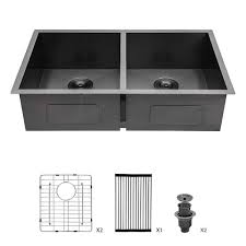 [TZPRS787M] TOPZERO 16GAUGE BLACK STAINLESS STEEL SEAMLESS EDGE SINK 33" X 18" X 1...