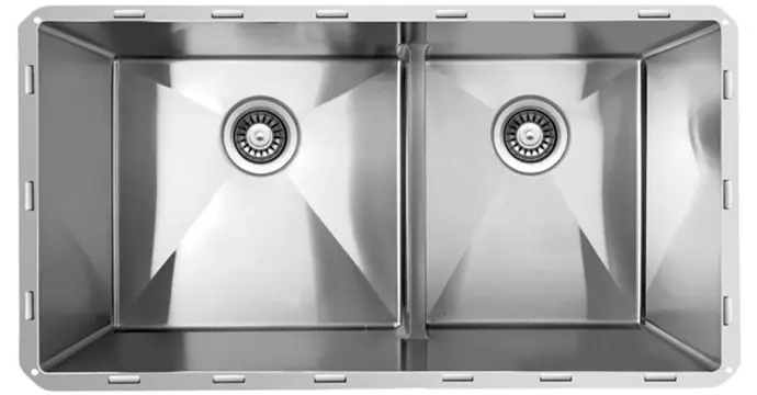 [TZRS43254 ] TOPZERO SS SEAMLESS EDGE 16 GAUGE 60/40 SPLIT DOUBLE BOWL SINK 33" X 18" X 10" VERONA - TZRS432.64