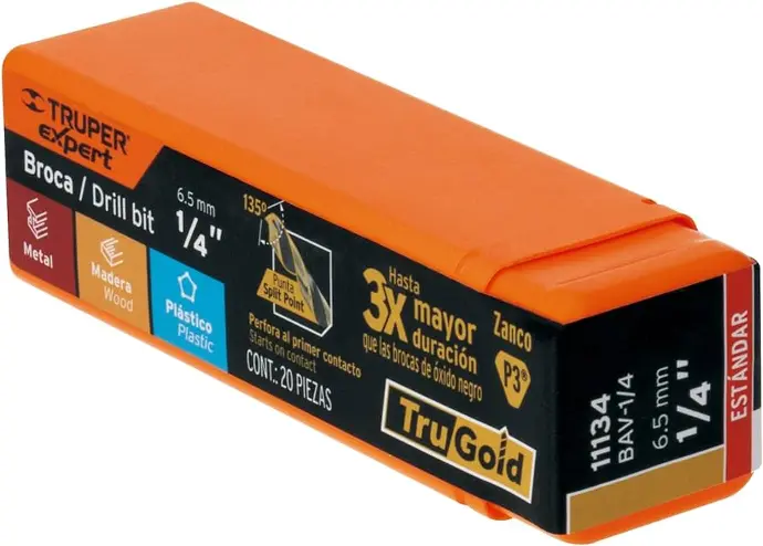 [17501206646035] TRUPER - 1/4"  HIGH SPEED STEEL DRILL BIT - 11134
