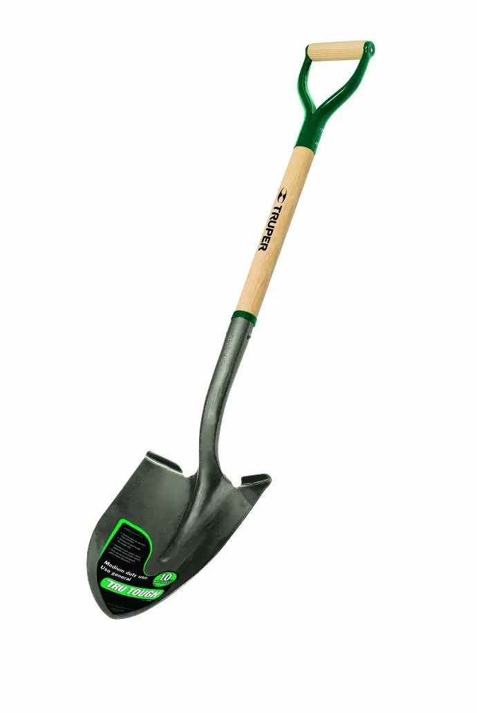 [755625101075] TRUPER ROUND POINT SHOVEL D- HANDLE WOOD MED DUTY 30" - 31185