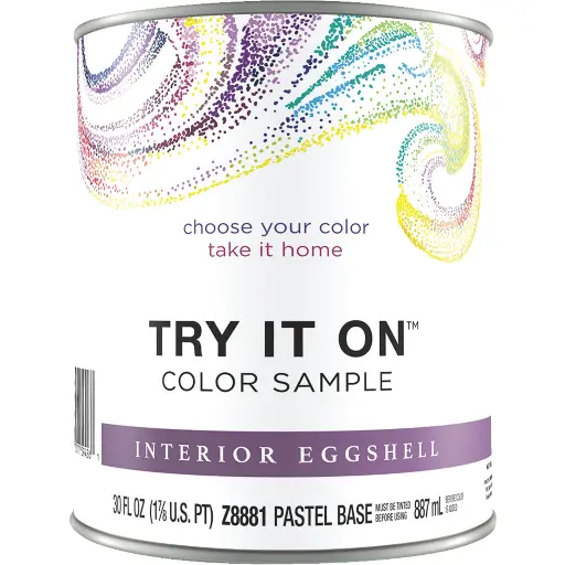 [035777594261] TRY IT ON INTERIOR LATEX PAINT EGGSHELL PASTEL BASE QUART - 0000Z8881-44