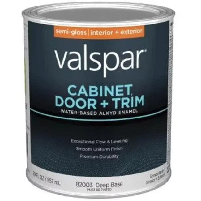 [080047589119] VALSPAR ENAMEL CABINET/DOOR/TRIM SATIN EXT/INT DEEP BASE PAINT QUAR...