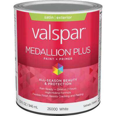 [080047101274] VALSPAR MEDALLION EXTERIOR ACRYLIC PAINT SATIN WHITE 1GAL - 027.000...