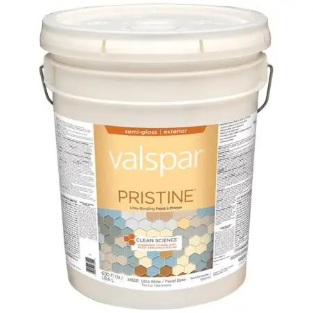 [080047273940] VALSPAR PRISTIN EXTERIOR SEMI-GLOSS ULTRA WHITE/PASTEL BASE PAINT 5 GAL - 027.0018608.008