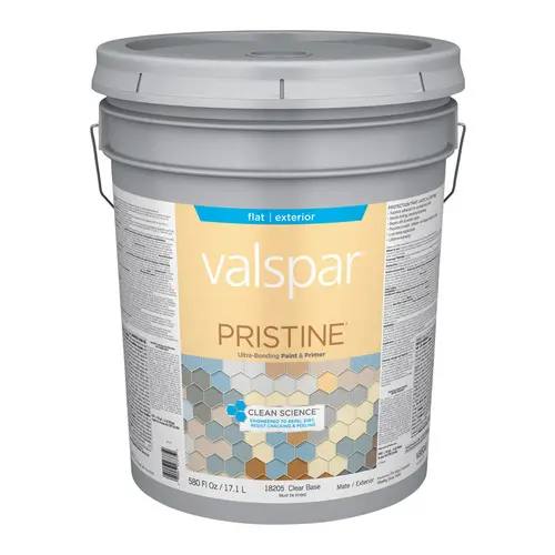 [080047273759] VALSPAR PRISTINE EXTERIOR FLAT CLEAR BASE PAINT 5 GAL - 027.0018205.008