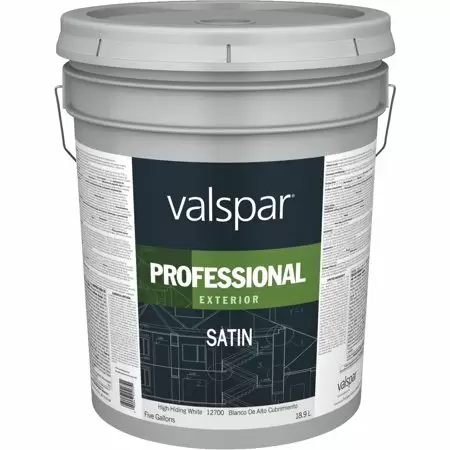 [080047451751] VALSPAR PROFESSIONAL ACRYLIC SATIN EXTERIOR HIGH HIDE WHITE 5 GAL - 045.0012700.008