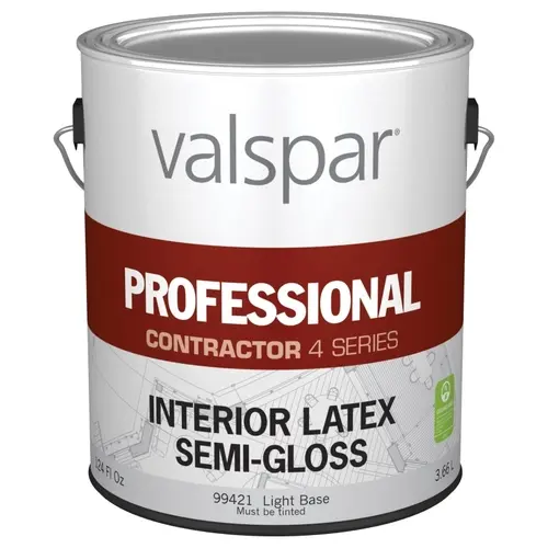[080047451638] VALSPAR PROFESSIONAL CONTACTOR 4 SERIES INTERIOR LATEX SEMI-GLOSS LIGHT BASE PAINT 1 GAL - 045.0099421.007