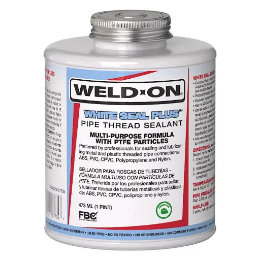 [012181877302] WELD-ON 87730 WHITE SEAL PLUS PLASTIC AND METAL PIPE SEALANT TEFLON...