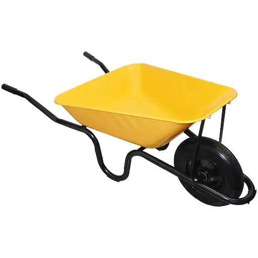 [7705059172618] WHEEL BARROW 4.5 CF YELLOW METAL TRAY/ STEEL HANDLE/ RUN FLAT TIRE ABRACOL - WB45SRF