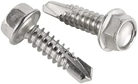 [BRWTC390] WHITE 3/16" X 1-1/4" HEX TAP SCREW  W/BIT - BRWTC390