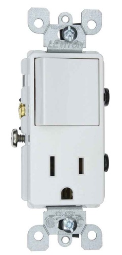 [078477515488] WHITE DECORA COMBO SWITCH/OUTLET 5625-W/7730W BOX