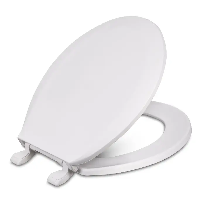 [638110312999] WHITE ROUND PLASTIC TOILET SEAT BROWN USA - TS100