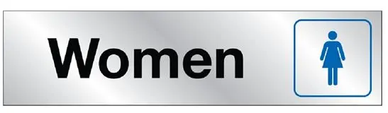 [029069004798] WOMEN, SILVER BACKGROUND 2" X 8" SIGN HY-KO - 479
