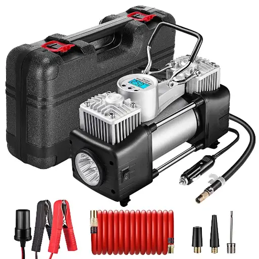 [X002096LP3] YOME PORTABLE DUAL CYLINDER AIR COMPRESSOR PUMP 12V HEAVY DUTY + LED FLASHLIGHT