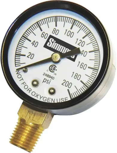 [008391024582] SIMMONS PRESSURE GUAGE 0-200 PSI -1301/1301