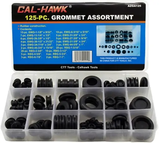 [091044244222] CAL-HAWK GROMMET O-RING ASSORTMENT 125PC (SINGLE) - AZGA125