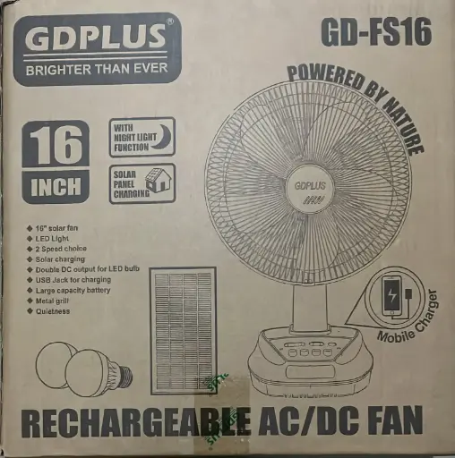 [GD-FS16] 16IN Solar Fan W-ACC YM-HA071-GD-FS16